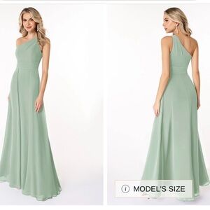 Elegant One-Shoulder Green Dress